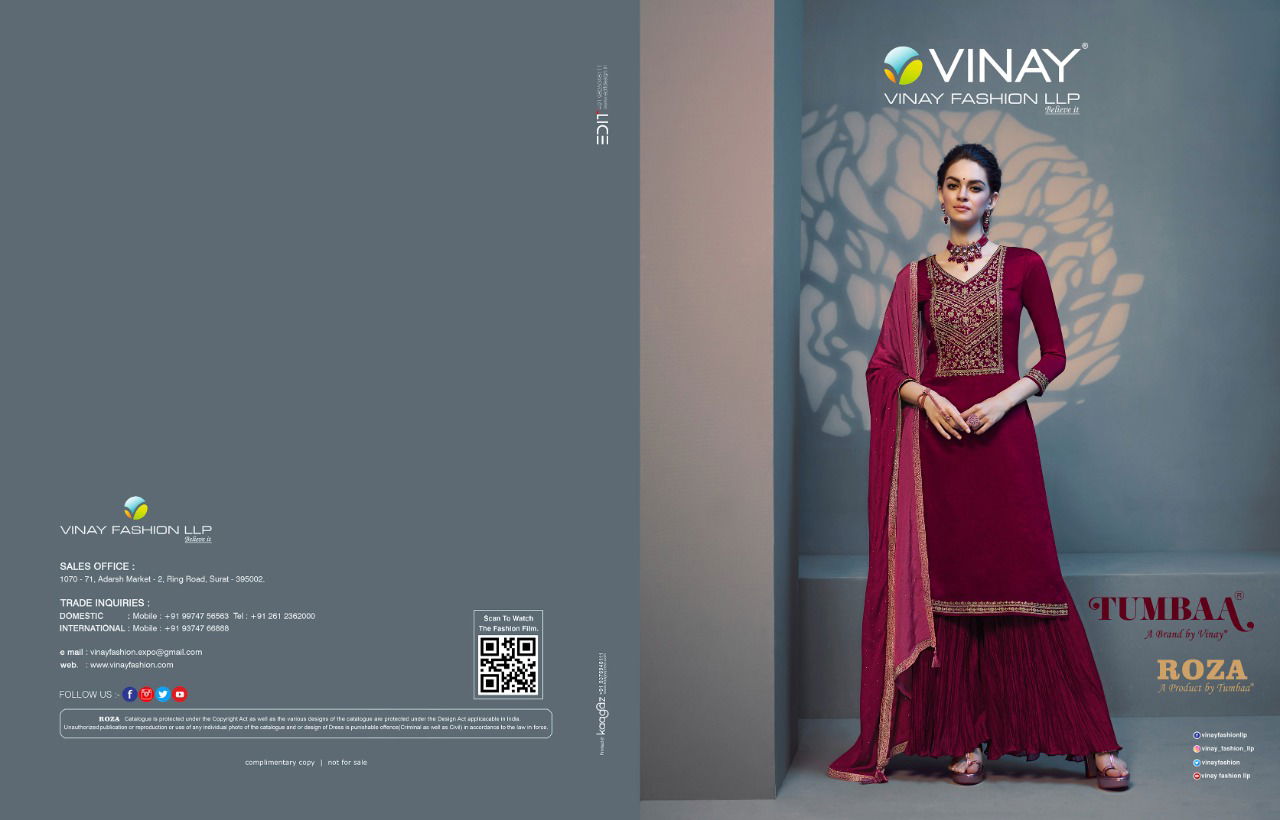 Vinay Tumbaa Roza New Exclusive Wear Georgette Ready Made Suit Collection